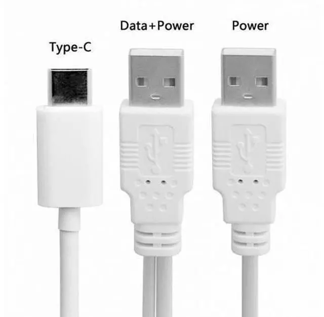 Alt view image 4 of 6 - 480Mbps USB 3.1 Type-C USB-C to Dual A Male Extra Power Data Y Cable for Cell Phone Hard Disk