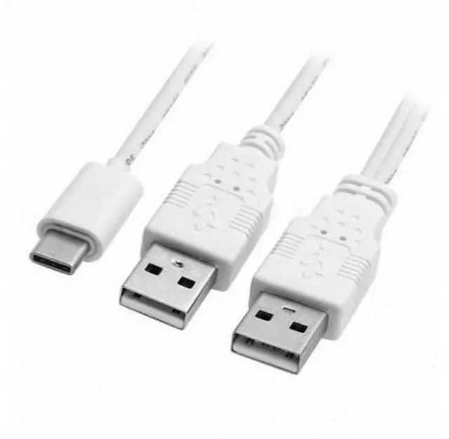 Alt view image 5 of 6 - 480Mbps USB 3.1 Type-C USB-C to Dual A Male Extra Power Data Y Cable for Cell Phone Hard Disk