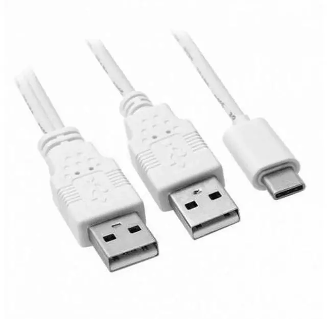 Alt view image 6 of 6 - 480Mbps USB 3.1 Type-C USB-C to Dual A Male Extra Power Data Y Cable for Cell Phone Hard Disk