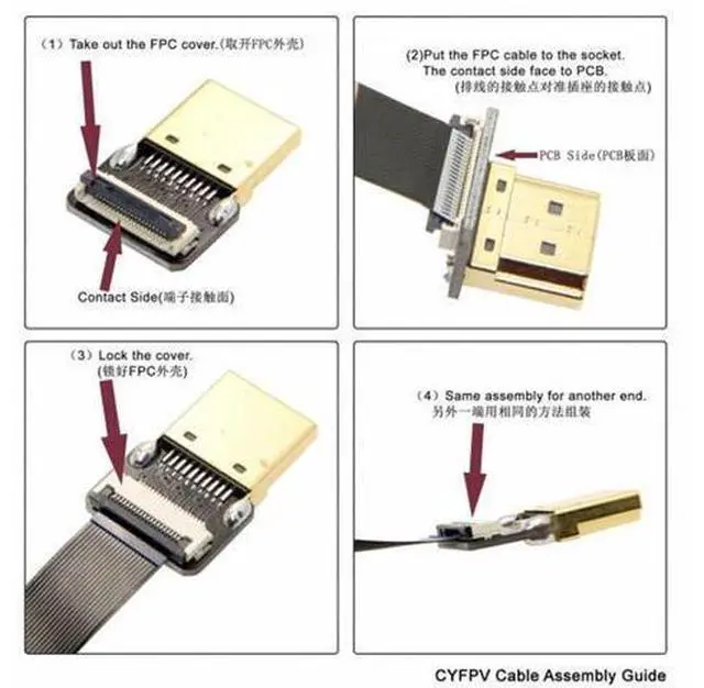 Alt view image 6 of 7 - CYFPV Micro HDMI Male to Micro HDMI Female Extension FPC Flat Cable 1080P for FPV HDTV Multicopter Aerial Photography (0.5M)
