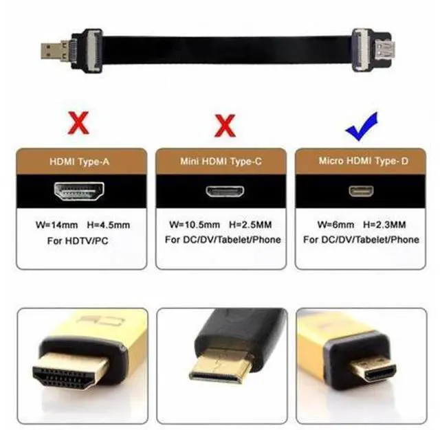 Alt view image 5 of 7 - CYFPV Micro HDMI Male to Micro HDMI Female Extension FPC Flat Cable 1080P for FPV HDTV Multicopter Aerial Photography (0.5M)