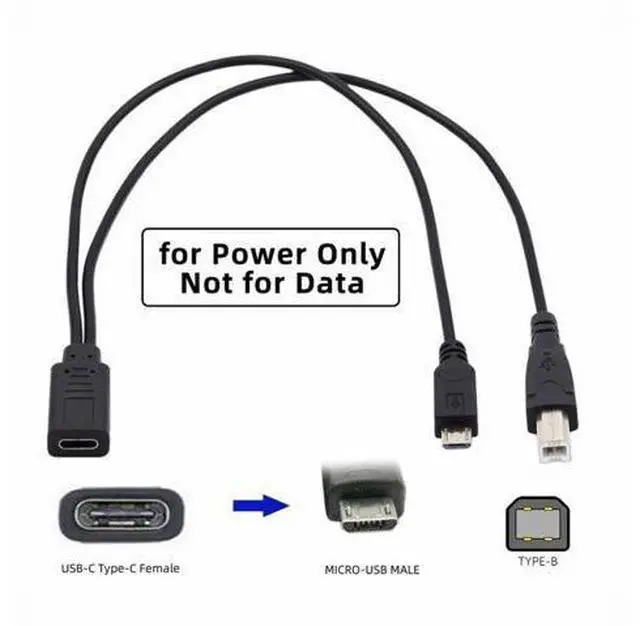 Alt view image 4 of 7 - Type-C USB-C Female to USB2.0 Standard Type-B & Micro USB Male Splitter Extension Charge Cable