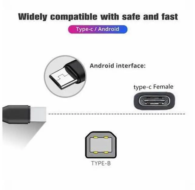 Alt view image 5 of 7 - Type-C USB-C Female to USB2.0 Standard Type-B & Micro USB Male Splitter Extension Charge Cable
