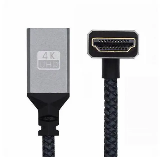 Alt view image 2 of 7 - HDMI 1.4 Type A Male to A Female Extension Cable Down Angled 90 Degree Support HDTV 4K 60hz 3D