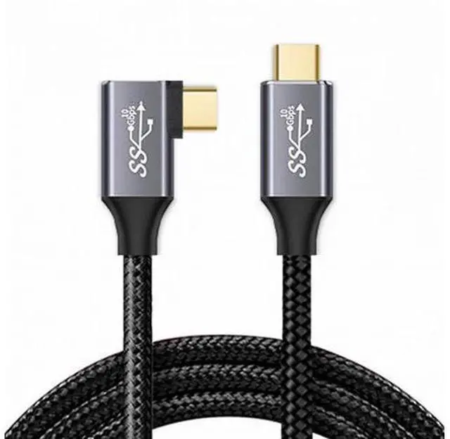 Alt view image 2 of 7 - 90 Degree Right Angled Type-C USB-C Male to Male USB3.1 10Gbps 100W Data Cable for Laptop Phone