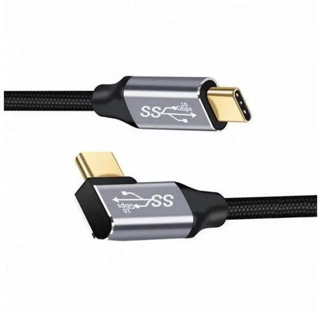 Alt view image 3 of 7 - 90 Degree Right Angled Type-C USB-C Male to Male USB3.1 10Gbps 100W Data Cable for Laptop Phone