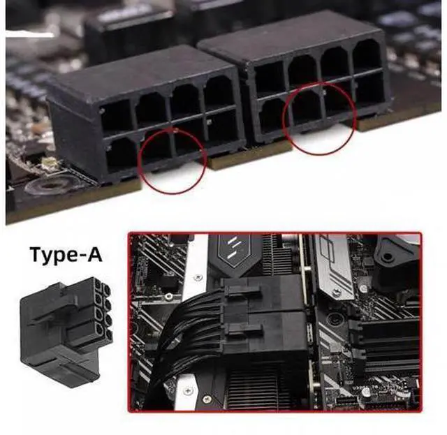 Alt view image 6 of 7 - CY 2pcs/lot ATX 8P Male to Female 90 Degree Up Down Angled Power Header Adapter for GPU Graphics Card
