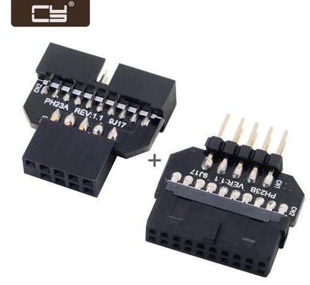 Main image of 1set Reversible USB 2.0 9Pin Housing to Motherboard USB 3.0 20pin Header Female Adapter U2-026