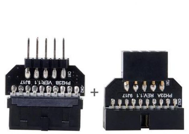 Alt view image 3 of 6 - 1set Reversible USB 2.0 9Pin Housing to Motherboard USB 3.0 20pin Header Female Adapter U2-026