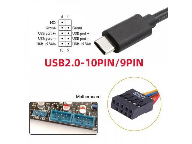 Alt view image 7 of 7 - USB 2.0 Motherboard 9pin 10pin Header to Type-C USB-C Cable 50cm for Mini Monitor Sensor Panel Camera