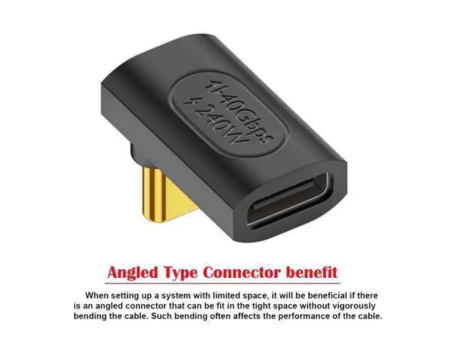 Alt view image 3 of 7 - HKCY USB4 Type C Male to Female Extension 240W Power 40Gbps Data 8K Video Adapter Up Down Angled for NS Phone Laptop