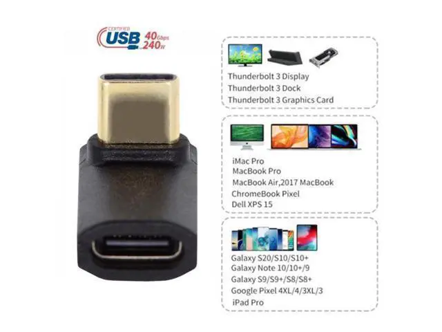 Alt view image 6 of 7 - HKCY USB4 Type C Male to Female Extension 240W Power 40Gbps Data 8K Video Adapter Up Down Angled for NS Phone Laptop