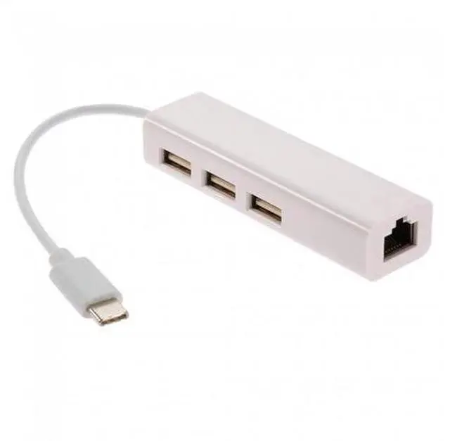Main image of SM USB 3.1 Type C USB-C Multiple 3 Ports Hub with Ethernet Network LAN Adapter For Mac & Laptop