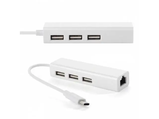 Alt view image 2 of 6 - SM USB 3.1 Type C USB-C Multiple 3 Ports Hub with Ethernet Network LAN Adapter For Mac & Laptop