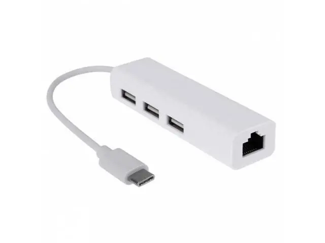 Alt view image 3 of 6 - SM USB 3.1 Type C USB-C Multiple 3 Ports Hub with Ethernet Network LAN Adapter For Mac & Laptop