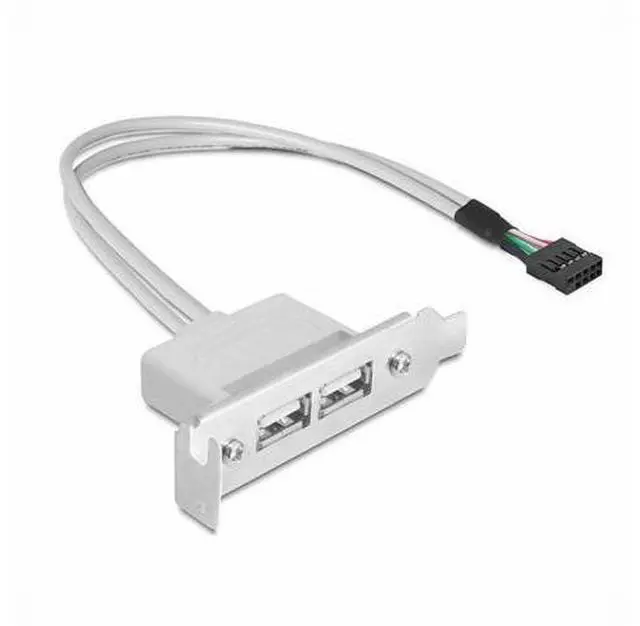 Alt view image 2 of 7 - Low Profile 8cm Height USB 2.0 Female Back panel to Motherboard 9pin cable with PCI bracket 30cm