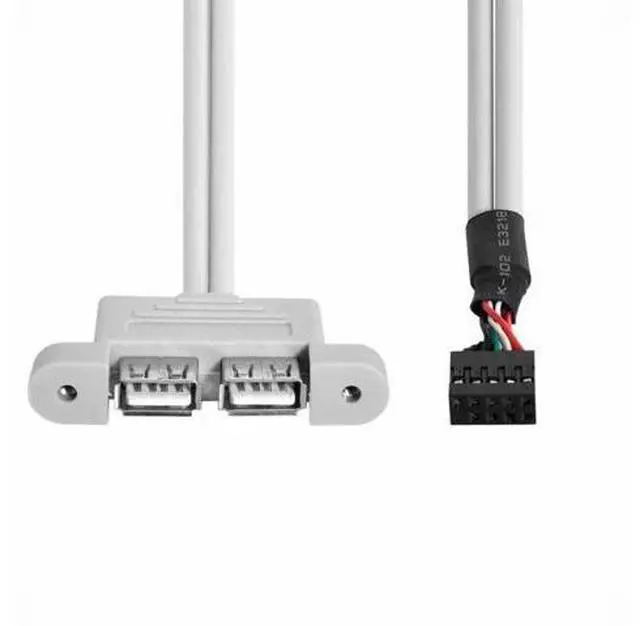 Alt view image 3 of 7 - Low Profile 8cm Height USB 2.0 Female Back panel to Motherboard 9pin cable with PCI bracket 30cm