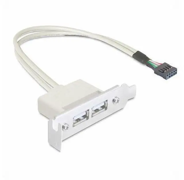 Alt view image 4 of 7 - Low Profile 8cm Height USB 2.0 Female Back panel to Motherboard 9pin cable with PCI bracket 30cm