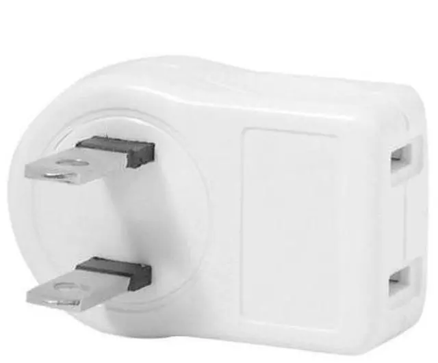 Alt view image 2 of 7 - HKCY PW-014-UP NEMA 1-15P USA Outlet Saver Power Extension Adapter 2-prong 2 Outlets 90 Degree Up Down Angled