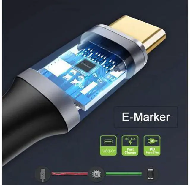 Alt view image 7 of 7 - 0.5M 90 Degree Low Profile Angled Type-C USB-C Male to Male USB3.1 10Gbps 100W Data Cable for Laptop Phone