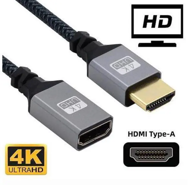 Alt view image 3 of 7 - HKCY HDMI 1.4 Type A Male to A Female Extension Cable Straight Connector 90 Degree Support HDTV 4K 60hz 3D