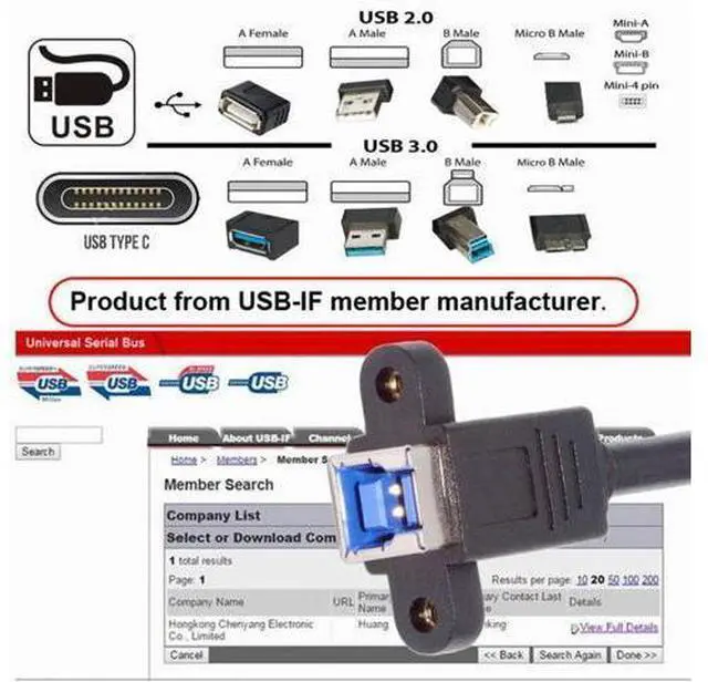 Alt view image 4 of 7 - USB 3.0 Type-B Female to USB3.0 Type-C Male Cable Extension 5Gbps for Disk SSD Camera Data 30cm