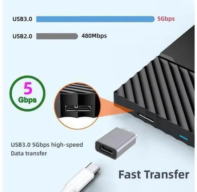 Alt view image 7 of 7 - HKCY USB-C USB 3.1 Type C Female to Micro USB 3.0 Male Data Adapter 10Gbps Data Power for Laptop SSD Disk