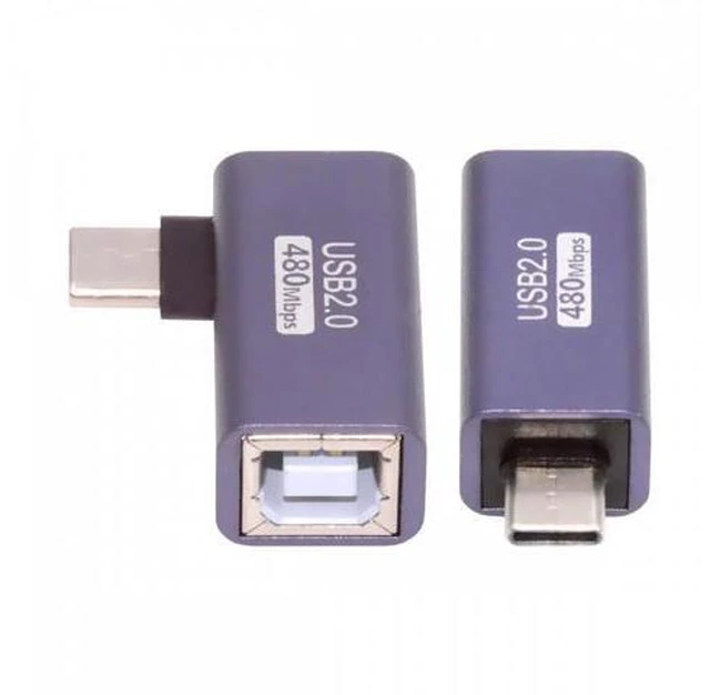 Alt view image 7 of 7 - 2pcs/lot USB 2.0 B Type Female to Type-C Male Angled & Straight Extension Adapter for Printer Phone Disk