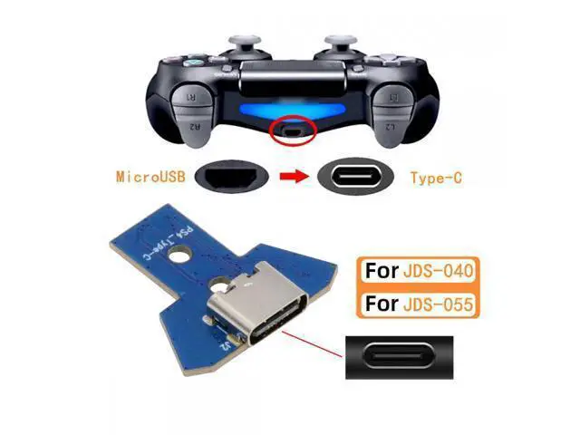 Alt view image 3 of 7 - DIY Solder Type-C Female Socket Replace Micro-USB 5Pin for PS4 DualShock JDS-040 JDS-055 Repair Part Board Connector Module