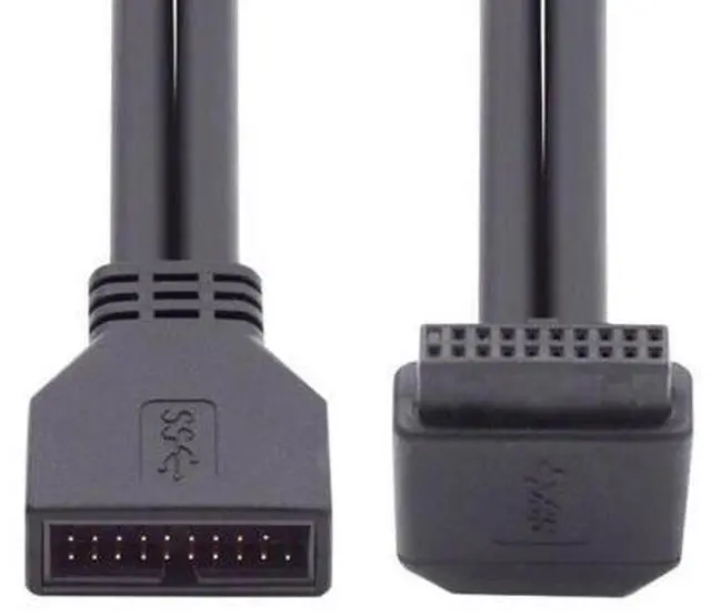 Main image of HKCY Down Angled USB 3.0 20Pin 19Pin Male to Female Extension 5Gbps Cable 90 Degree for Motherboard Mainboard