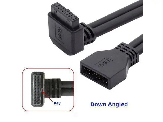 Alt view image 3 of 7 - HKCY Down Angled USB 3.0 20Pin 19Pin Male to Female Extension 5Gbps Cable 90 Degree for Motherboard Mainboard