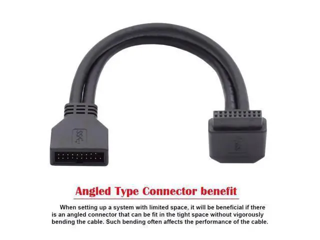 Alt view image 7 of 7 - HKCY Down Angled USB 3.0 20Pin 19Pin Male to Female Extension 5Gbps Cable 90 Degree for Motherboard Mainboard