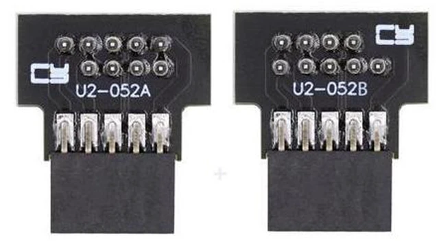 Main image of HKCY 1set Down & Up Angled USB 2.0 10Pin 9Pin Header Male to Female Extension Adapter 90 Degree for Motherboard