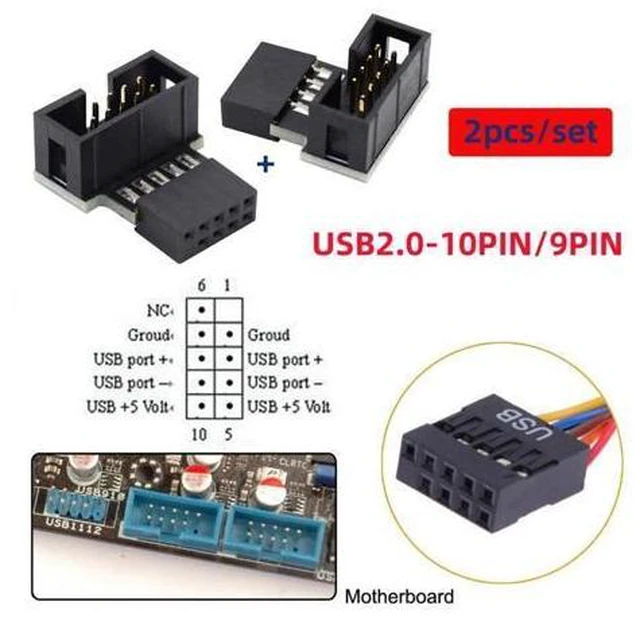 Alt view image 5 of 7 - HKCY 1set Down & Up Angled USB 2.0 10Pin 9Pin Header Male to Female Extension Adapter 90 Degree for Motherboard