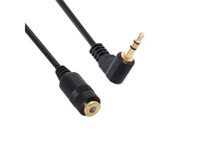 Alt view image 2 of 5 - CY 90 degree right angled 3.5mm 3poles Audio Stereo Male to Female Extension Cable 10cm Black RC-045