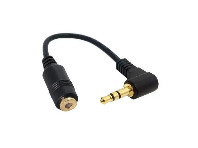 Alt view image 5 of 5 - CY 90 degree right angled 3.5mm 3poles Audio Stereo Male to Female Extension Cable 10cm Black RC-045