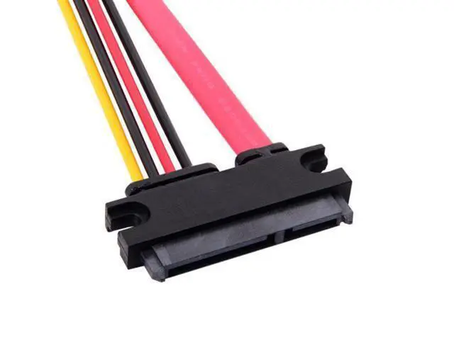 Alt view image 4 of 7 - SM Up Angled SATA III 3.0 7+15 22 Pin SATA Male to Female Data Power Extension Cable 30cm