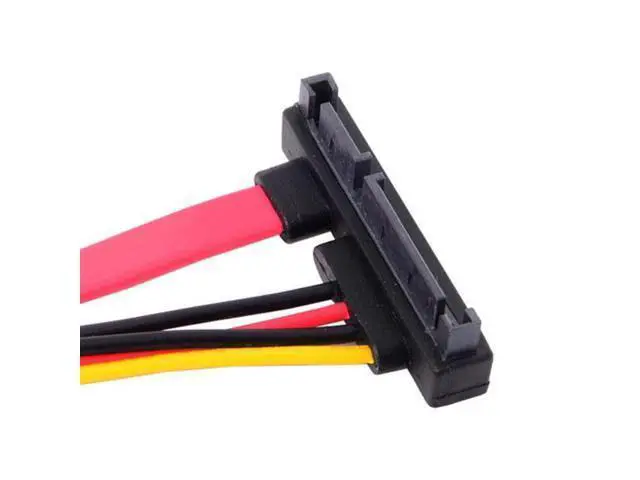 Alt view image 5 of 7 - SM Up Angled SATA III 3.0 7+15 22 Pin SATA Male to Female Data Power Extension Cable 30cm