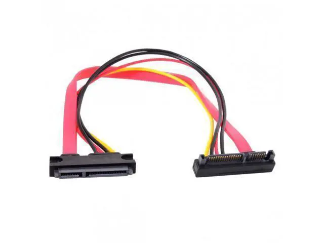 Alt view image 6 of 7 - SM Up Angled SATA III 3.0 7+15 22 Pin SATA Male to Female Data Power Extension Cable 30cm