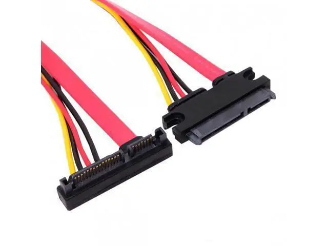 Alt view image 7 of 7 - SM Up Angled SATA III 3.0 7+15 22 Pin SATA Male to Female Data Power Extension Cable 30cm