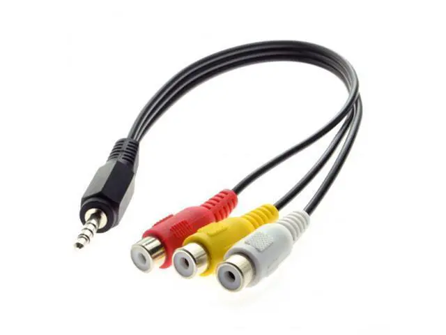 Alt view image 3 of 4 - 3.5mm 1/8" Male Stereo Car AUX to 3 RCA AV Female Cord Audio Video Composite Cable 20cm RC-141