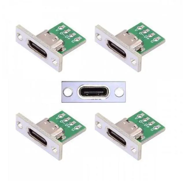 Alt view image 2 of 7 - 5pcs/set DIY OEM Type C Female Socket Connector Panel Mount Type with PC Board 24pin USB 2.0 Pinout