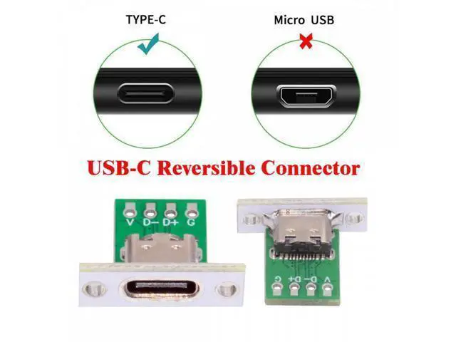 Alt view image 4 of 7 - 5pcs/set DIY OEM Type C Female Socket Connector Panel Mount Type with PC Board 24pin USB 2.0 Pinout