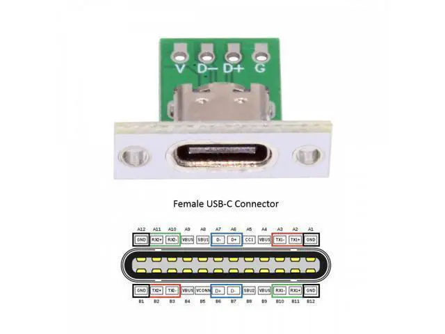 Alt view image 5 of 7 - 5pcs/set DIY OEM Type C Female Socket Connector Panel Mount Type with PC Board 24pin USB 2.0 Pinout