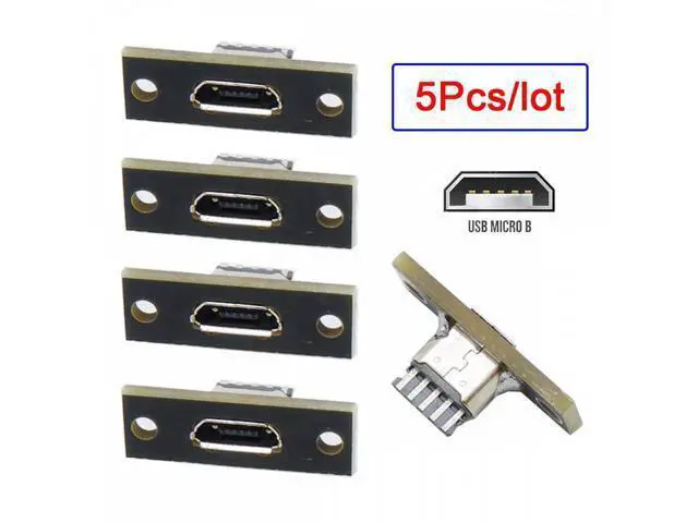 Alt view image 4 of 7 - 5pcs/set DIY OEM Micro-USB 5Pin Female Type-B Socket Connector Panel Mount Type with PC Board USB 2.0 Pinout