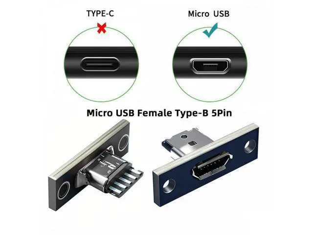 Alt view image 6 of 7 - 5pcs/set DIY OEM Micro-USB 5Pin Female Type-B Socket Connector Panel Mount Type with PC Board USB 2.0 Pinout