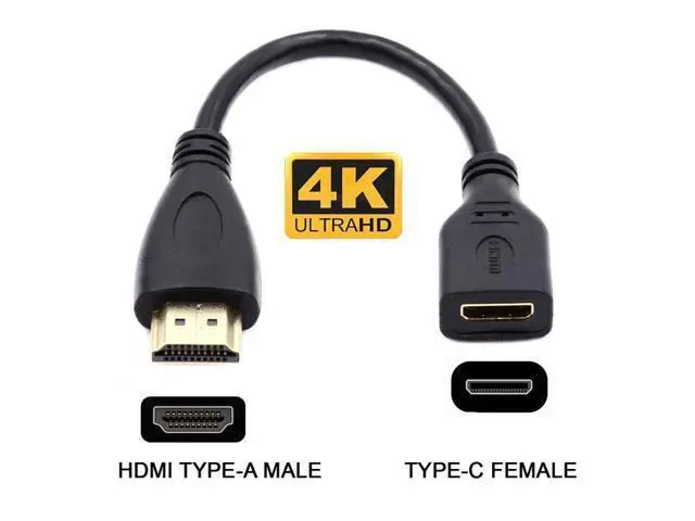 Alt view image 3 of 7 - HKCY 15cm Mini HDMI Type-C Socket Female to HDMI Type-A Male Adapter Extension Cable for Camera HDTV 4K 1080P