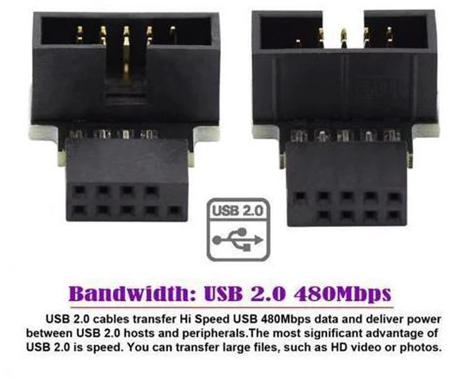 Alt view image 6 of 7 - HKCY 1set Down & Up Angled USB 2.0 10Pin 9Pin Header Male to Female Extension Adapter 90 Degree for Motherboard