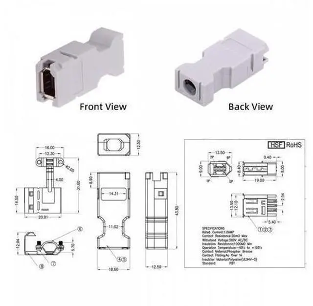 Alt view image 4 of 7 - SM-6E I/O Connector IEEE 1394 6Pin CN3 Socket 55100-0670 Female JZSP-CMP9-1-E Compatible with Yaskawa Panasonic Servo 54280-0609