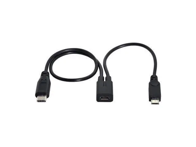 Alt view image 7 of 7 - Micro USB Female to USB-C Type C USB 3.1 & Micro USB Male Splitter Extension Charge Cable UC-004